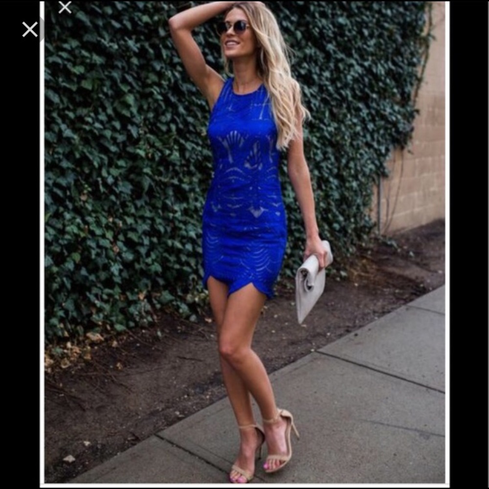 Vici Collection Cobalt Blue Majestic Lace Dress